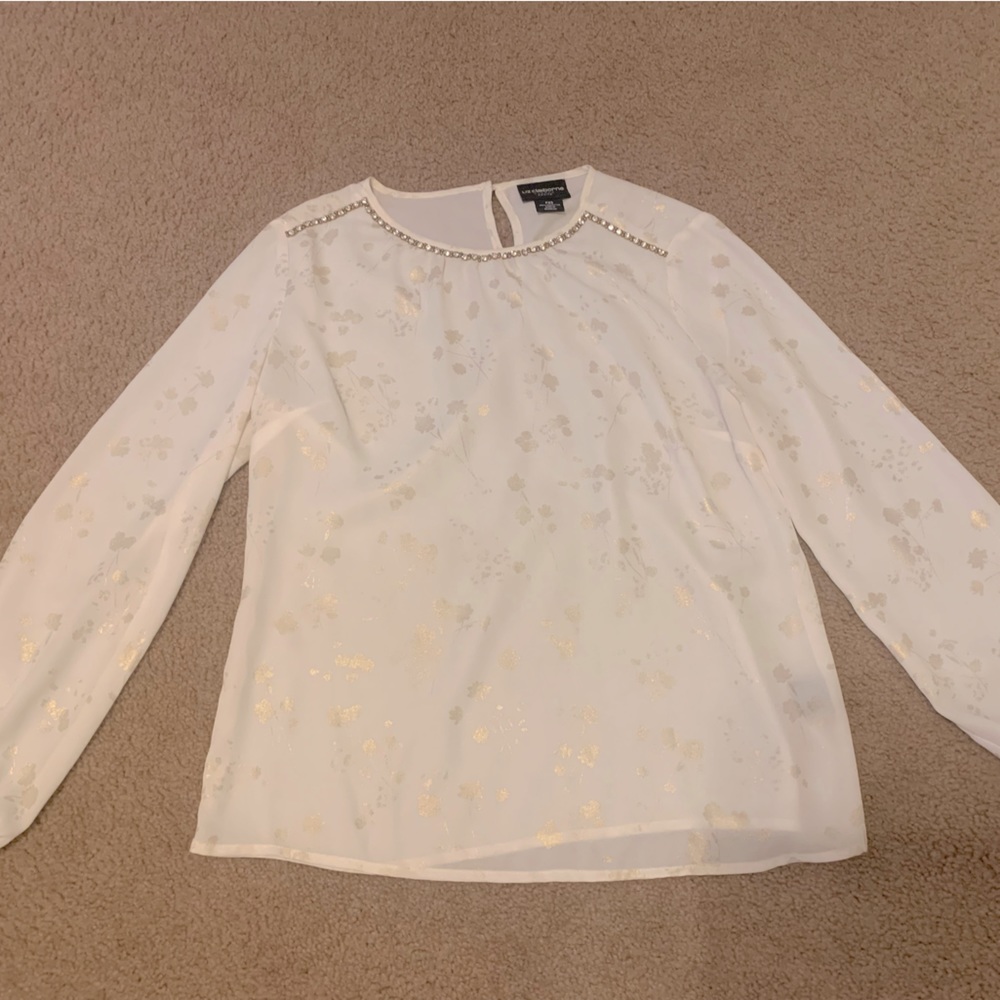 Liz Claiborne silky embellished top